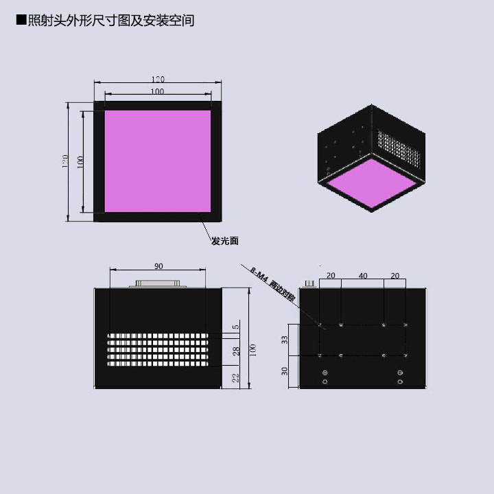 UVLED面光源無影膠固化燈-100×100(圖3)